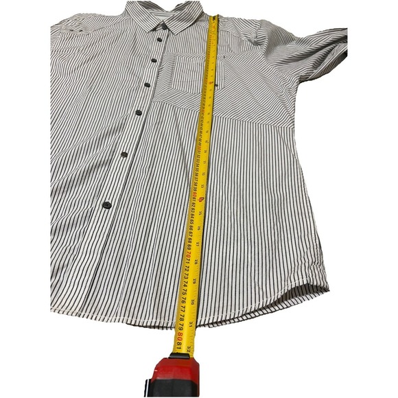 Marc Ecko Cut & Sew Button Up Shirt Mens L White Blue Striped Long Sleeve Cotton - Picture 5 of 7